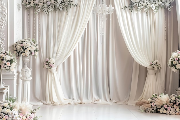 Wedding room decorated with flowers Ai Generated