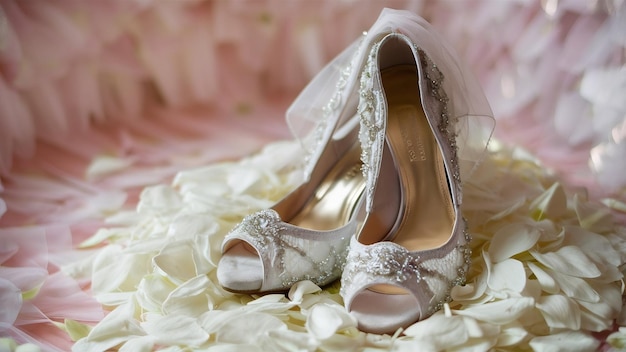 Wedding shoes on background