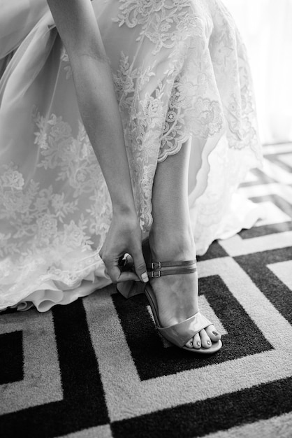 Wedding shoes of the bride, beautiful fashion