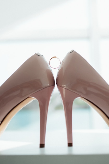 Wedding shoes of the bride, beautiful fashion