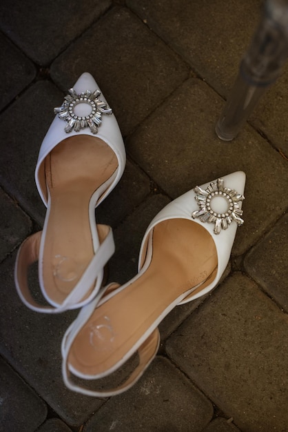 Wedding shoes of the bride