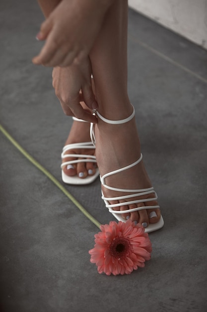 Wedding shoes on a female leg