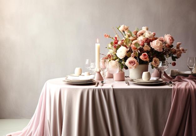 Wedding table decoration with flowers and candles Wedding decorations