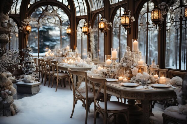 wedding table dressing in winter