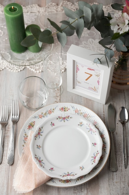 Foto decorazione del numero della tavola di nozze