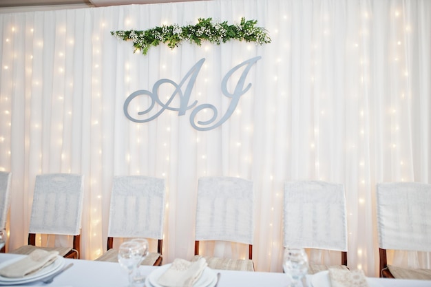 Wedding table set up in restaurant