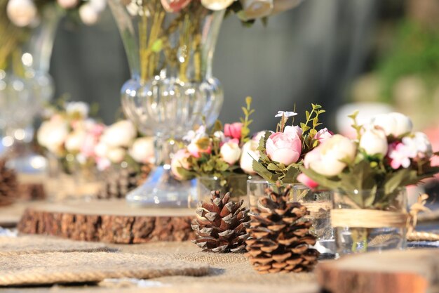 Wedding table setting in rustic style