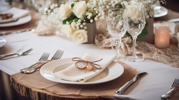 結婚式のテーブルのセット ルースティックスタイル