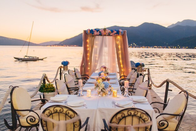 Wedding table on the shore