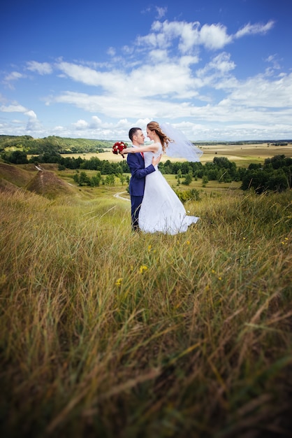 Wedding walk on nature