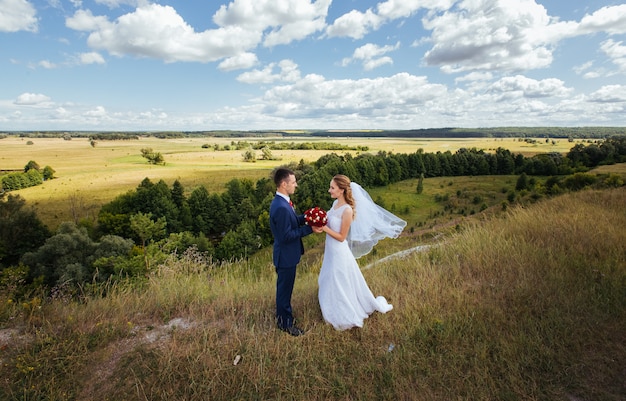 Wedding walk on nature