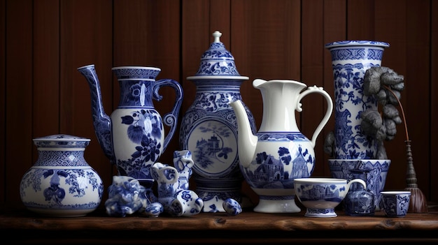 ウェッジウッドの青と白の陶器