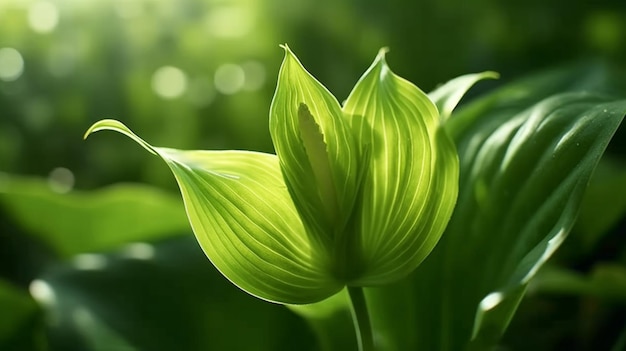 Weegbree Lily-bloem bloeide prachtig met natuurlijke achtergrond Generatieve AI