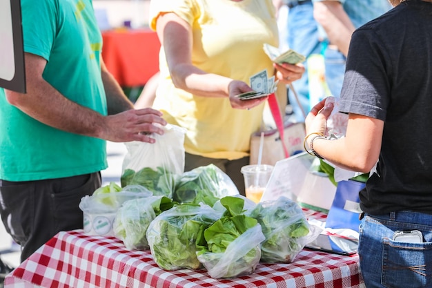 Weekend shopping on the Farmers Market in the Summer.