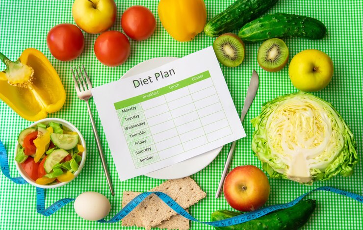 Photo weekly diet plan. the concept of proper nutrition. selective focus.