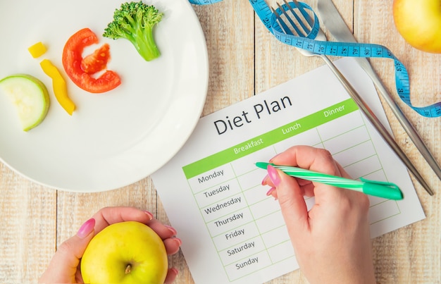 Weekly diet plan. The concept of proper nutrition.