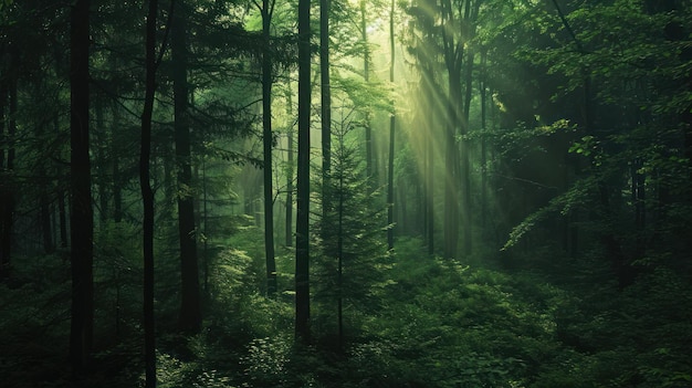 Weelderig groen bos vol met bomen