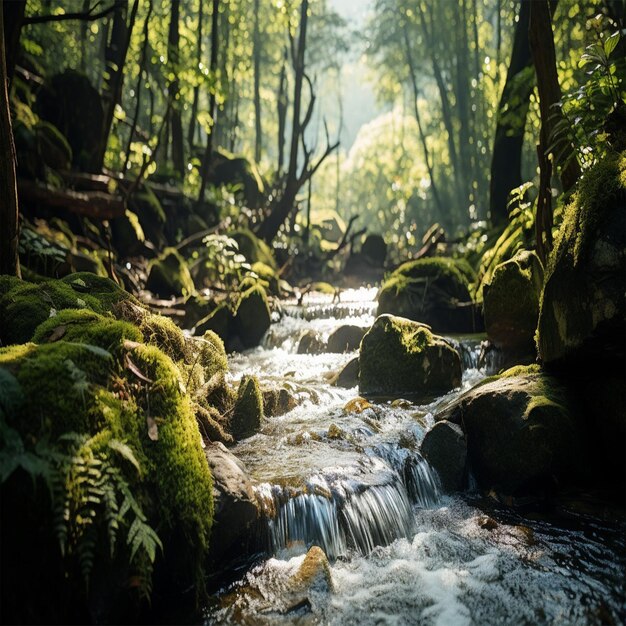 Weelderige tropische jungle met een waterval