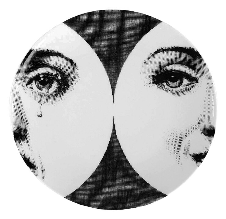 Photo weeping and smiling faces plate