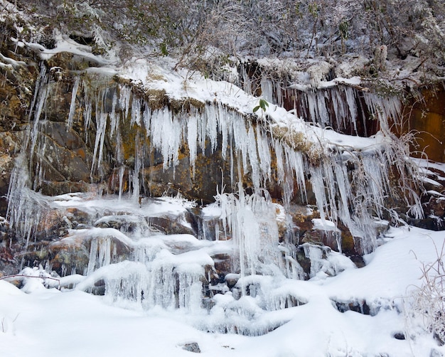 Weeping wall in Smoky Mountains covered in ice