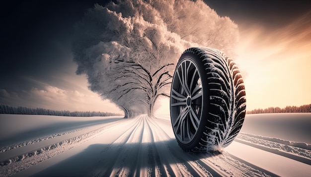 Weerband in de sneeuw verkeersveiligheid in de winter generatieve ai