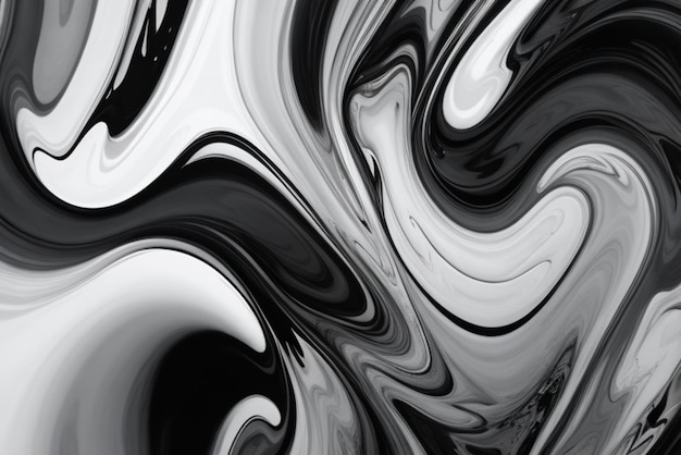 Weergave van abstracte vloeistof in zwart-wit palet