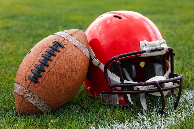 Foto weergave van amerikaanse voetbalbal met helm