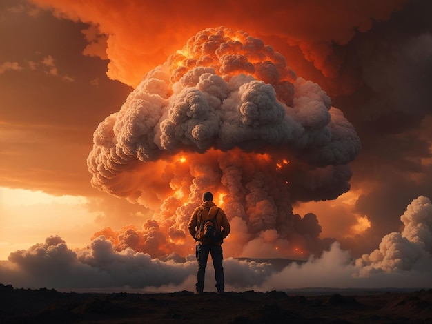 Foto weergave van apocalyptische kernbomexplosiepaddestoel