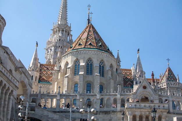 Weergave van Boedapest vissersbastion toeristische bezienswaardigheid kopie ruimte