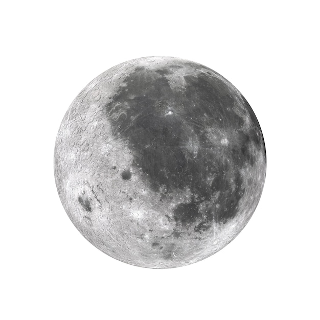 Weergave van Full Big Super Moon vanuit de ruimte op een witte achtergrond. Elementen van deze afbeelding geleverd door NASA. 3D-rendering