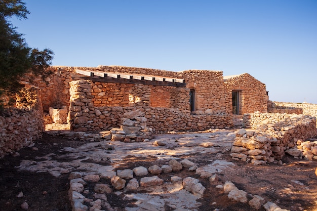 Weergave van het oude huis genaamd Dammuso Casa Teresa, Lampedusa