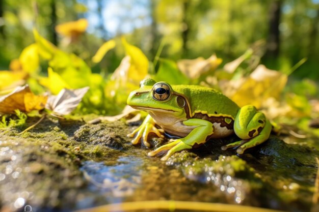 Weergave van kikker in de natuur