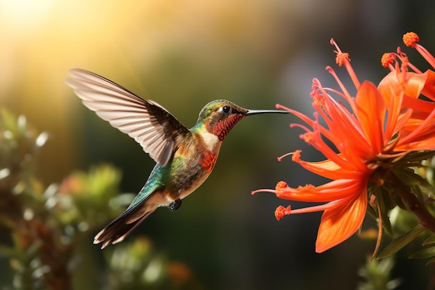 Weergave van kolibrie in de natuur