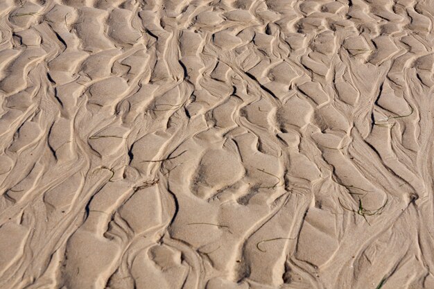 Weergave van natuurlijke rimpelingen gemaakt door het tij op het zand.