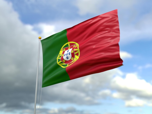 Weergave van portugal vlag in de wind