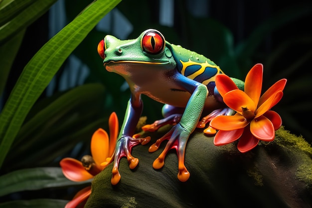 Weergave van Redeyed boomkikker in de natuur