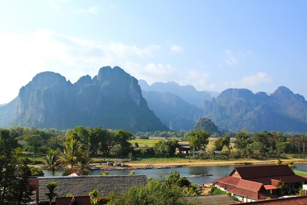 Weergave van Vang Vieng, Laos.