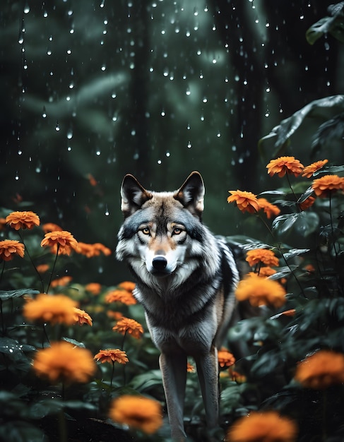 Weergave van wilde wolf in de natuur