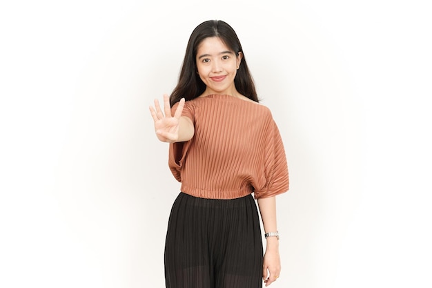 Weergegeven: vier vingers van mooie Aziatische vrouw geïsoleerd op een witte achtergrond