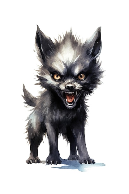 Weerwolf aquarel clipart schattig geïsoleerd op een witte achtergrond met generatieve AI-technologie