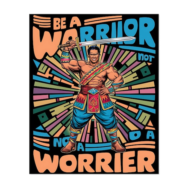 Wees een krijger, geen bezorgder T-shirtontwerp Motivatieve citaten Illustratie Typografie