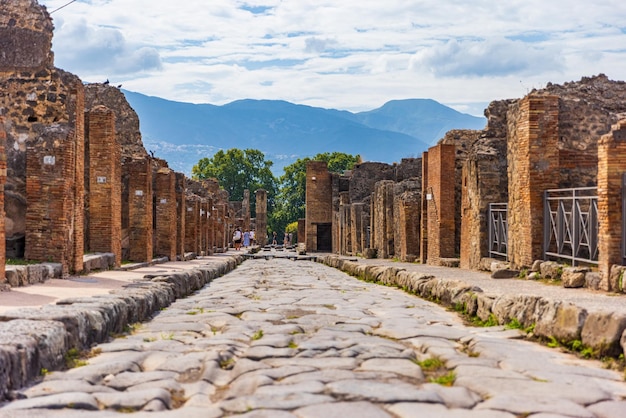 Weg bij de ruïnes van Pompeii, Italië