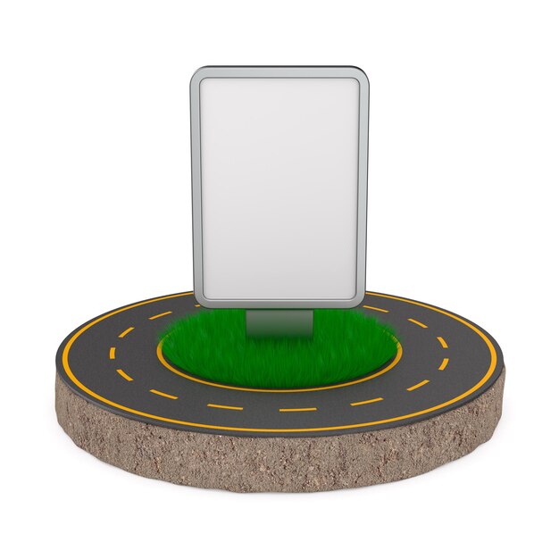 Weg en ronde grond met groen gras op witte achtergrond Geïsoleerde 3D illustratie