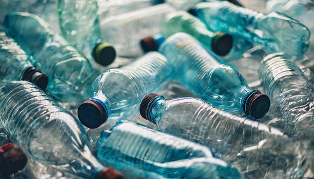 weggegooide plastic flessen die milieuvervuiling en afval symboliseren