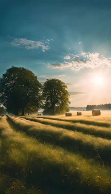 Weidehooien onder Cerulean Skies Wallpaper