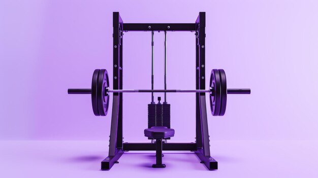 A weight machine stands out against a vibrant purple background