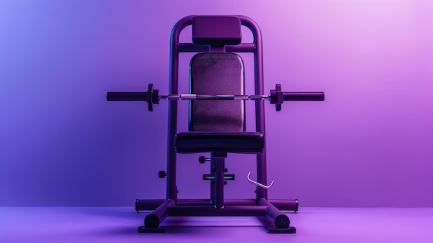 A weight machine with a purple light glowing in the background