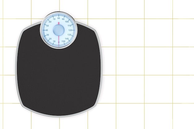 Photo weight scale floor on tile background. isolated 3d illustration