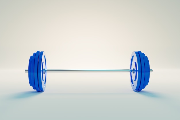 Weight training and muscle building equipment, Blue dumbbells 3D illustrations rendering