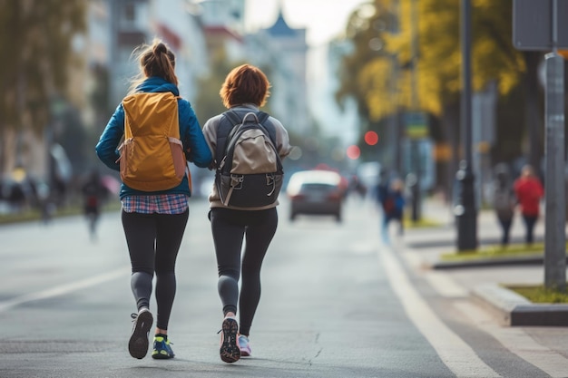 weighted backpack walking sport run in the city together